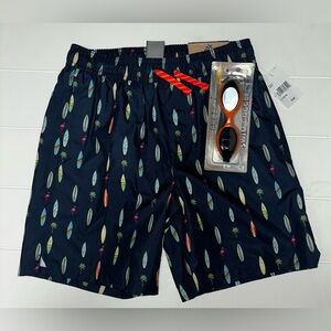 ZeroXposur Boy’s Dark Blue Surfboard Print Bathing Suit Swim Trunks Shorts